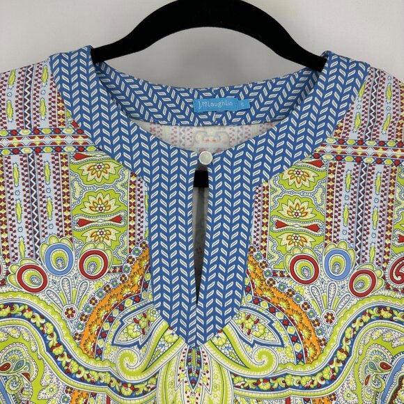 J. McLaughlin Bright Paisley 3/4 Sleeve Shift Dress Catalina Cloth Small - Picture 4 of 8